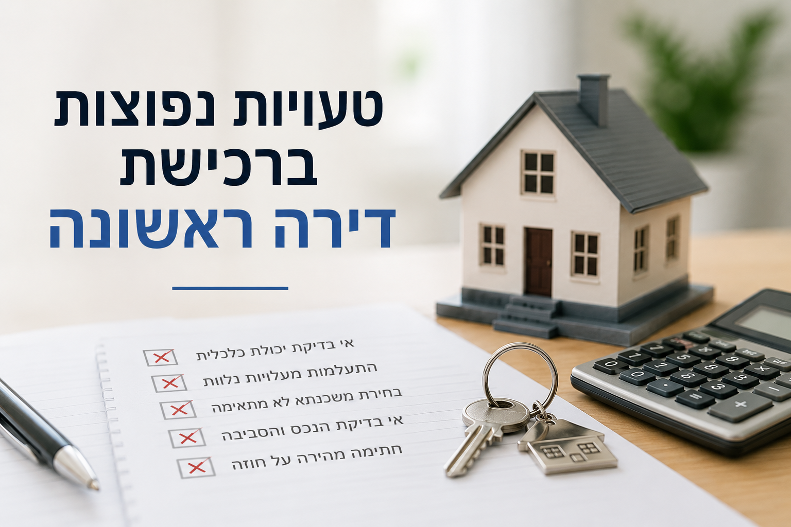 טעויות נפוצות ברכישת דירה ראשונה: כך תגנו על הכסף שלכם