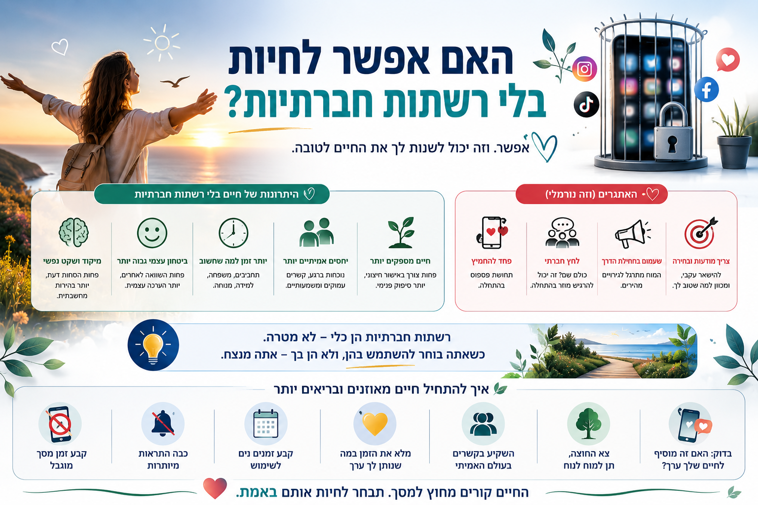 האם אפשר לחיות בלי רשתות חברתיות? על החופש שבניתוק