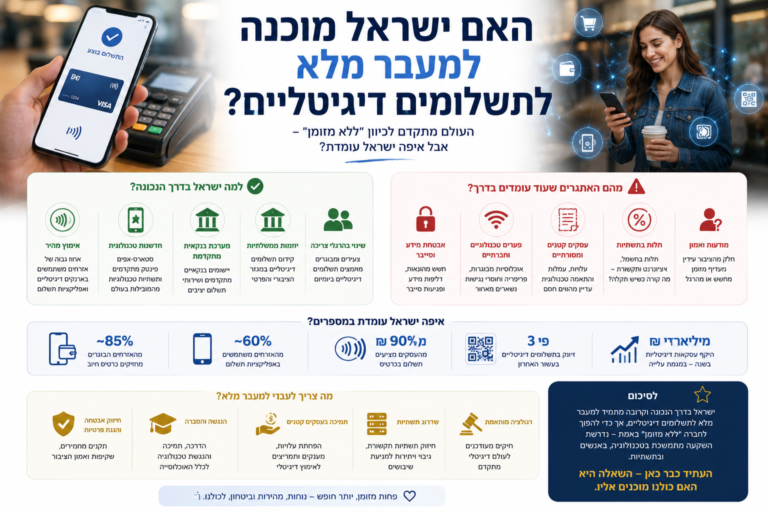 האם ישראל מוכנה למעבר מלא לתשלומים דיגיטליים? בין קידמה לסיכון